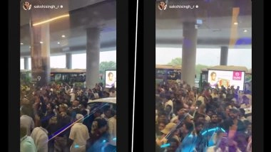 MS Dhoni&rsquo;s Wife Sakshi Shares Video Of Fans Welcoming Ex-CSK Captain at Hyderabad Airport Ahead of IPL 2026 Match Against SRH
