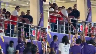 IPL 2026: Sanjiv Goenka Spotted Distributing LSG Jersey Among KKR Fans at Eden Gardens (Watch Video)