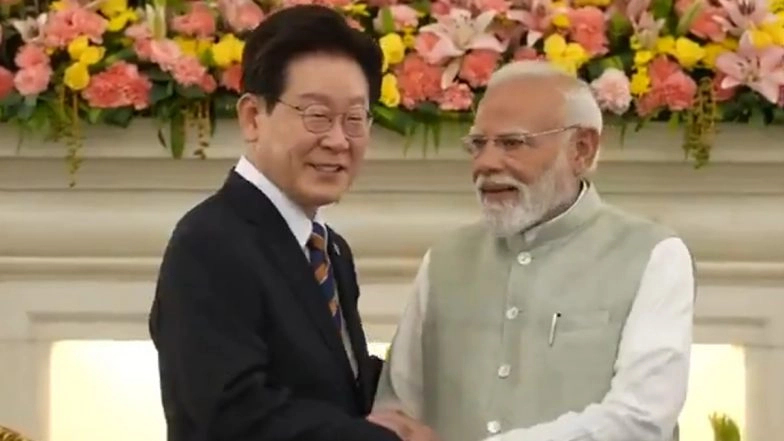 PM Narendra Modi, South Korean President Lee Jae Myung Hold Bilateral Talks in Delhi (Watch Video)