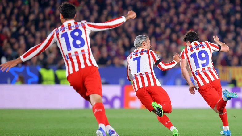 Julian Alvarez’s Free Kick Helps Atletico Edge Past Barcelona in UCL 2025-26 Quarterfinal First Leg