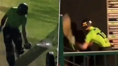 Shaheen Afridi Slams Bat in Anger After Being Dismissed for Duck in Lahore Qalandars vs Quetta Gladiators PSL 2026 Match (Watch Video)