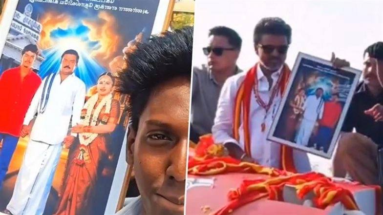 Thalapathy Vijay REACTS As Fan Gifts Actor Wedding Photo of Him With Wife Sangeetha Sornalingam Amid Divorce Rumours; Video Goes Viral &ndash; WATCH