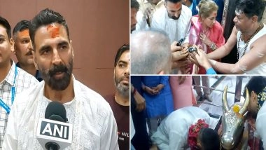 Entertainment News | Akshay Kumar Visits Mahakaleshwar Temple with Mother-in-law Dimple Kapadia Ahead of 'Bhooth Bangla' Release