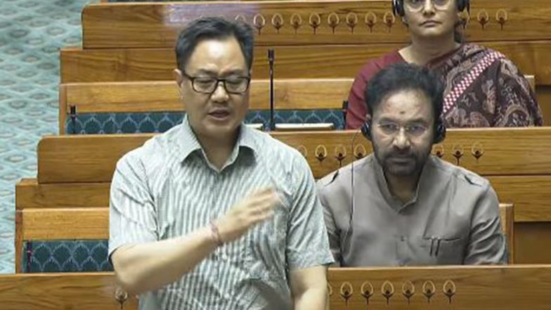 India News | Kiren Rijiju Accuses Congress, CPM of Misleading People of Kerala on FCRA Bill; LS Adjourned Till Noon Amid Uproar