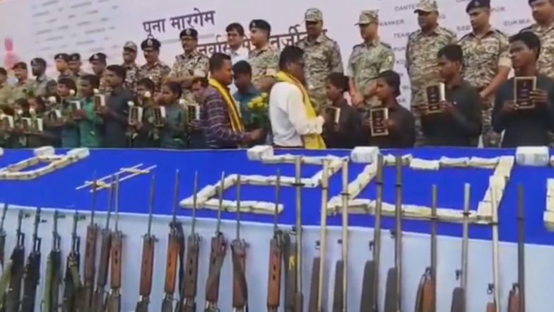 India News | Chhattisgarh: 25 Naxals Surrender in Bijapur; Arms, Cash, Gold Recovered
