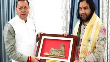 India News | Uttarakhand CM Dhami Meets Spiritual Leader Devkinandan Thakur; Discusses Sanatan Culture, Initiatives