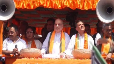 India News | Amit Shah Holds Massive Roadshow in Bhabanipur Assembly Constituency, Campaigns for Suvendu Adhikari Ahead of West Bengal Polls