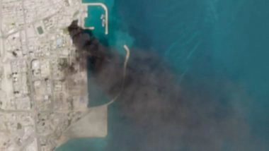 World News | Satellite Imagery Shows Damage, Smoke at Iran's Qeshm Port After US-Israeli Strikes
