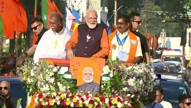 India News | PM Modi Holds Massive Roadshow in Puducherry Ahead of Assembly Polls