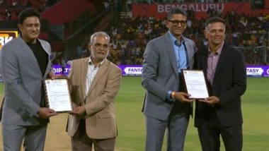 Sports News | Ends Named After Dravid, Kumble Unveiled at Chinnaswamy Stadium Ahead of RCB-CSK Clash
