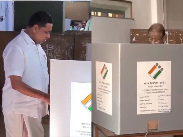 India News | Keralam Assembly Polls: Speaker Shamseer, Congress MP Sudhakaran Cast Votes