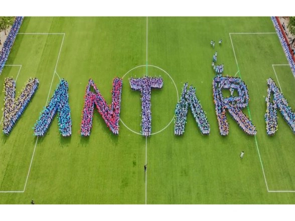 India News | KISS Students Form 'Vantara Logo' to Celebrate Anant Ambani's Birthday