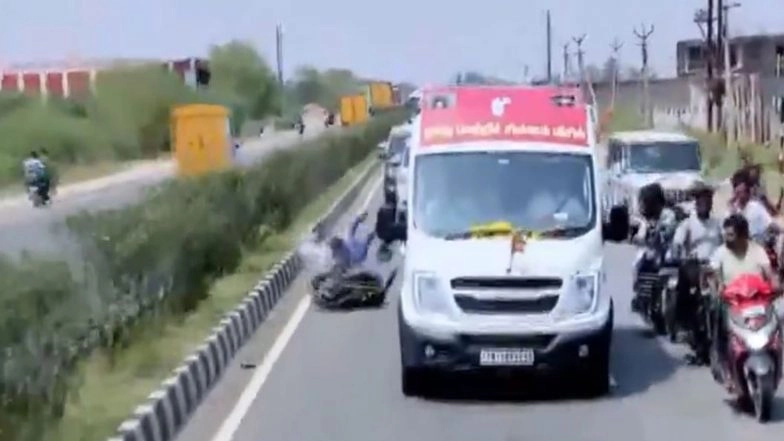 India News | Tamil Nadu Polls: Motorcyclist Injured During Vijay's TVK Roadshow in Sivaganga