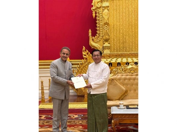 World News | MoS Singh Hands over PM Modi's Felicitations to Myanmar's President Hlaing
