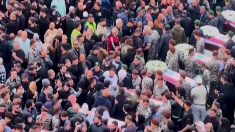 World News | Mourning in Sidon After Israeli Strike Kills 13 Lebanese Security Personnel: New York Times