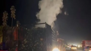 India News | Haryana: Fire Breaks out on Scrap Truck in Karnal