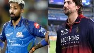 Sports News | RCB Star Tim David Fined 25% of Match Fee, Handed One Demerit Point for IPL Code of Conduct Violation; MI Skipper Pandya Fined for Slow Over-rate