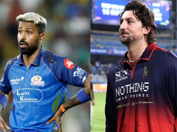 Sports News | RCB Star Tim David Fined 25% of Match Fee, Handed One Demerit Point for IPL Code of Conduct Violation; MI Skipper Pandya Fined for Slow Over-rate