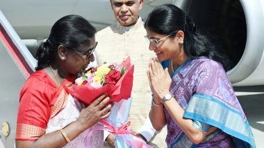 India News | President Murmu Arrives in Rajkot, Received by Gujarat Governor, MoS Anupriya Patel