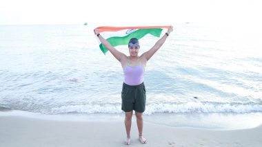India News | Kamya Bhardwaj, a Delhi University Student Smashes Record in Grueling Palk Strait Swim