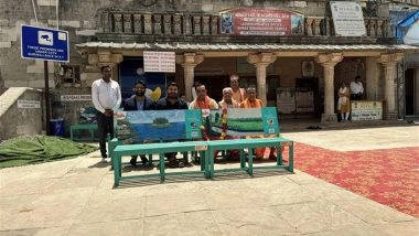 Business News | Bisleri International Installs Recycled Plastic Benches at Dwarkadhish Temple in Gujarat