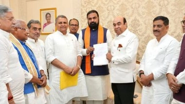 India News | BJP Leader Samrat Choudhary Meets Bihar Governor, Stakes Claim to Form State Government