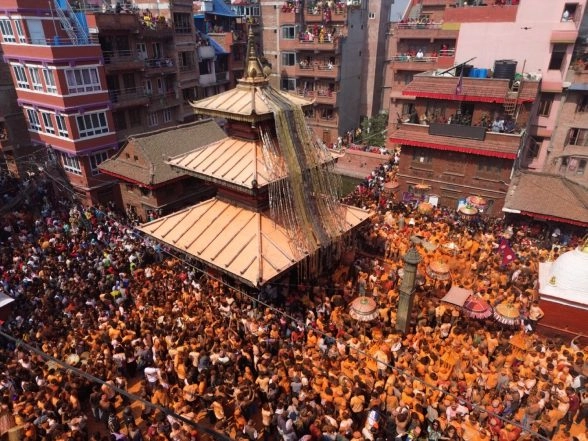 World News | Nepal Celebrates New Year with Vibrant Sindoor Jatra; Ancient Thimi Town Turns Orange