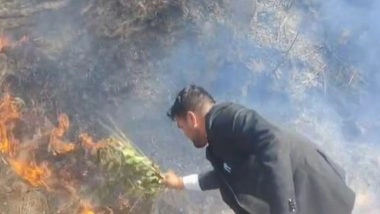 India News | Uttarakhand: Forest Fire Breaks out Along Pauri-Srinagar Road, Locals Raise Concerns