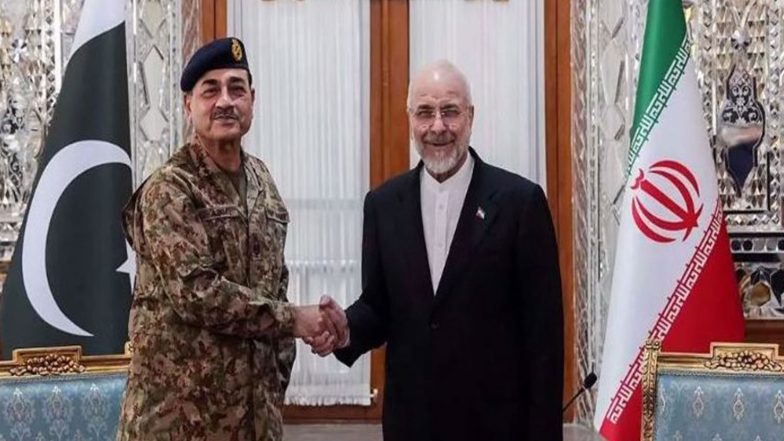 World News | Pakistan Army Chief Asim Munir Meets Iranian Parliament Speaker in Tehran