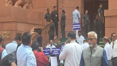 India News | Parliament Session: Oppn MPs from Telangana Protest Against Tejasvi Surya's Remarks in Lok Sabha