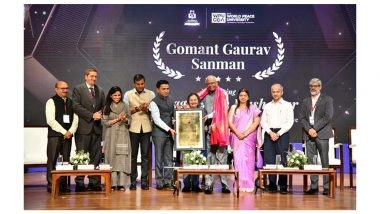 Business News | GCCI and WPU Goa Confer Gomant Gaurav Sanman on Dr. Raghunath Mashelkar at Goa 2037 Conclave
