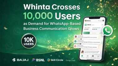 Business News | Whinta Crosses 10,000 Users, Emerging as a Leading WhatsApp Business API Platform in India