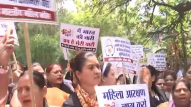 India News | Congress Holds Protest Against PM Modi's Address on Women's Reservation Bill Setback in Lok Sabha