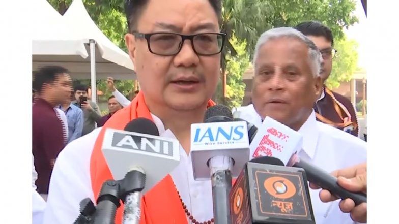 India News | Kiren Rijiju Pays Floral Tribute to Mahatma Basaveshwara on 895th Birth Anniversary at Prerna Sthal in Delhi