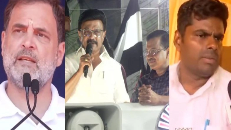 India News | Kejriwal Enters Tamil Nadu Political Landscape in Support of Stalin; Rahul Gandhi Leads Delimitation Charge, BJP Hits Back