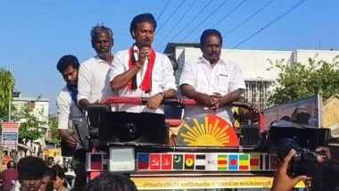 India News | TN Minister Anbil Mahesh Canvasses in Thuvakudi, Seeks Votes for DMK on Last Day of Tamil Nadu Poll Campaigning