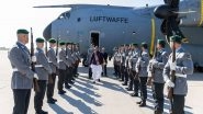World News | Defence Minister Rajnath Singh Accorded Military Honours Upon Arrival in Berlin, Flown in a Special German Air Force Aircraft from Munich