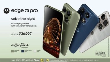 Business News | Motorola Launches Edge 70 Pro with Sony LYTIA™ 710 Camera, AI Imaging, Dimensity 8500 Extreme, and Premium Design at Rs. 36,999*