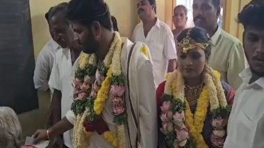 India News | Tamil Nadu Polls: Groom Casts Vote Along with Bride After Wedding in Kanchipuram