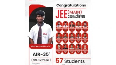 Business News | JEE (Main) Result 2026: 57 ODM Students Qualify for Advanced; 16 Score 99 Percentile, AIR 35 Among Highlights
