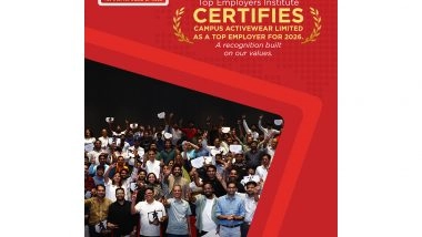 Business News | Campus Activewear Certified as India's Top Employer for 2026 by Top Employers Institute