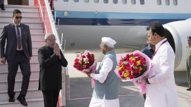 India News | Vice-President C P Radhakrishnan Arrives in Jaipur for Rajasthan University Convocation, 23rd Cancer Survivors' Day Program