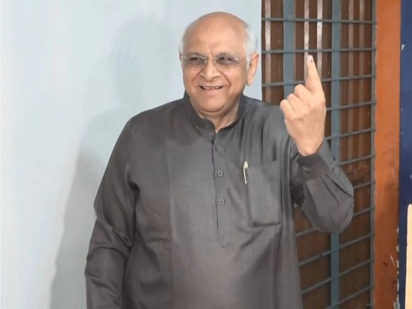 India News | Gujarat Local Body Polls: CM Bhupendra Patel Casts Vote, Urges Turnout