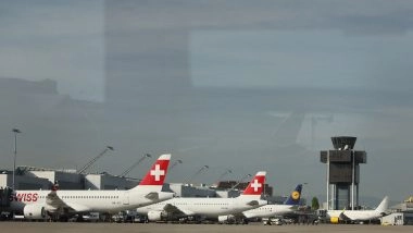 World News | Swiss Airplane Catches Fire During Takeoff, Delhi Airport Declares Emergency; 4 Injured Say Sources