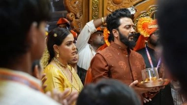 Entertainment News | Riteish, Genelia Seek Blessings at  Chhatrapati Shivaji Maharaj Temple in Bhiwandi