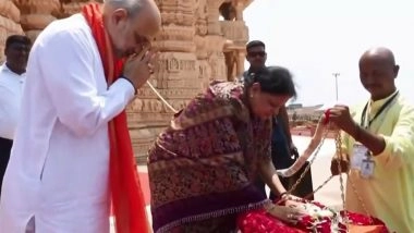 India News | Amit Shah, Wife Sonal Shah Offer Prayers at Somnath Temple in Gujarat