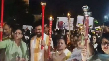 India News | Haryana CM Nayab Singh Saini Leads 'Mahila Aakrosh Mashaal Yatra' in Panchkula over Constitution Amendment Bill Issue