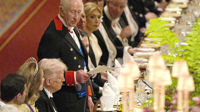 World News | King Charles III Reaffirms US-UK Military Ties and Swaps Jests with Trump at State Dinner