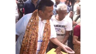 India News | West Bengal LoP Suvendu Adhikari Inspects Polling Station in Bhabanipur, Offer Prayers at Hanuman Temple