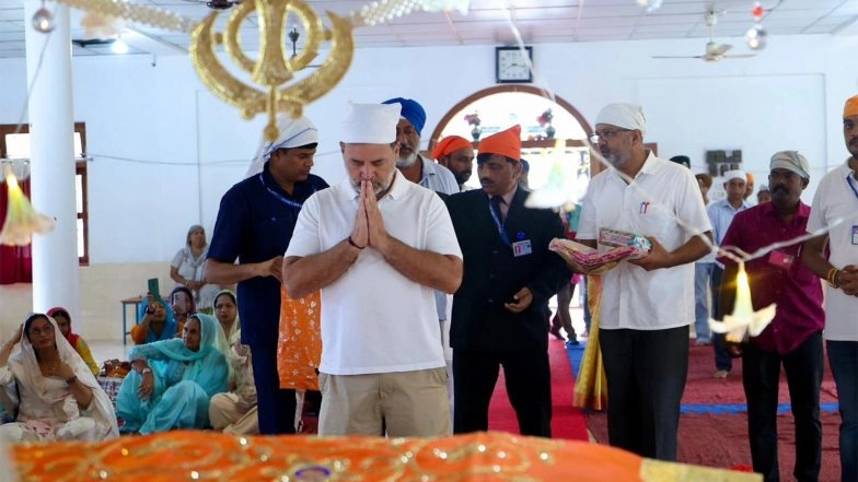 India News | Rahul Gandhi Pays Obeisance at Campbell Bay Gurdwara in Andaman and Nicobar Islands